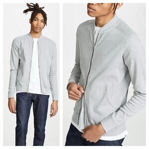 Wings + Horns Slub Zip Bomber Jacket Mens Medium Gray Lightweight